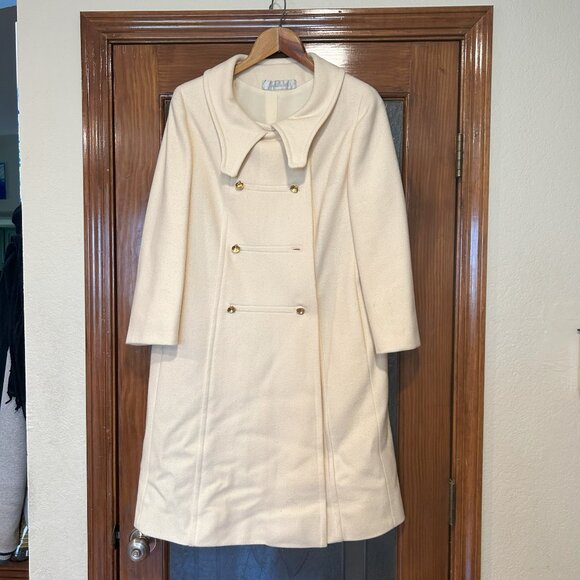 Vintage Neusteters Women's Lined Cream Mid Length Coat Size L - Picture 1 of 6